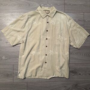 Jamaica Jaxx 100% Silk Button-Down Shortsleeve Shirt